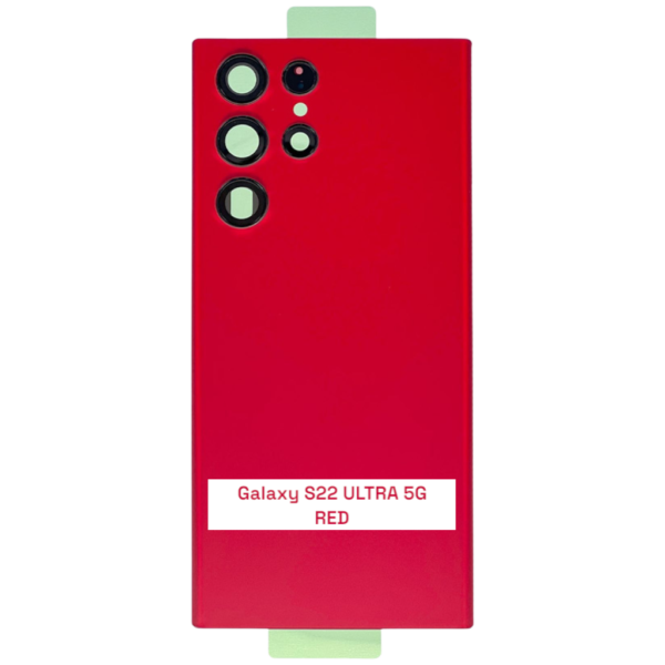 SAMSUNG S22 ULTRA 5G -S908B- Battery Cover Extra Glass OEM- Red – Image 3