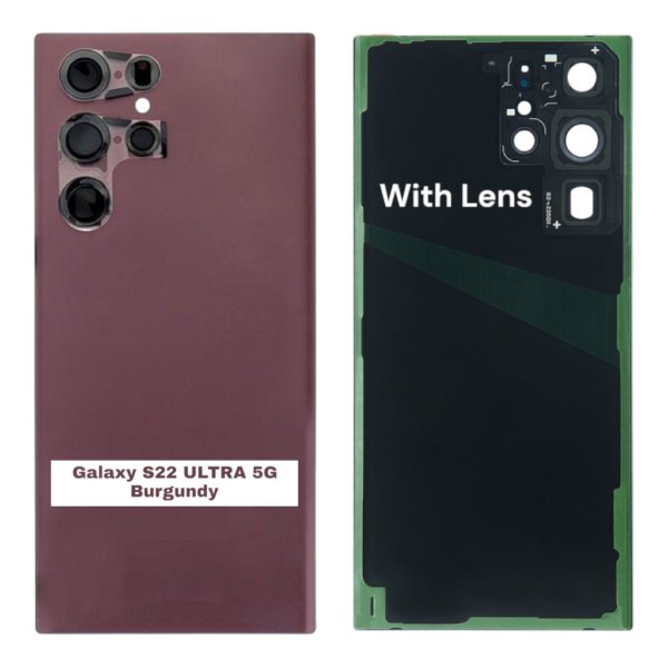 SAMSUNG S22 ULTRA 5G -S908B- Battery Cover Extra Glass OEM- Burgundy