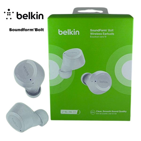 Belkin SoundForm Bolt Wireless Earbuds- White