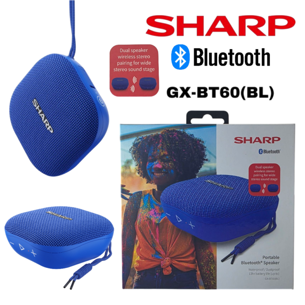 SHARP GX-BT60 (BL) DUO MODE:pair2 -Portable Bluetooth Speaker -BLUE