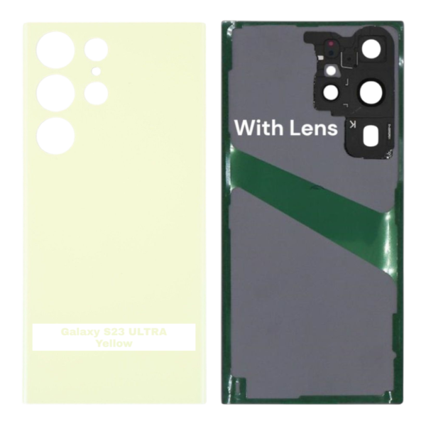 SAMSUNG S23 ULTRA -S918B- Battery Cover Extra Glass OEM- Yellow