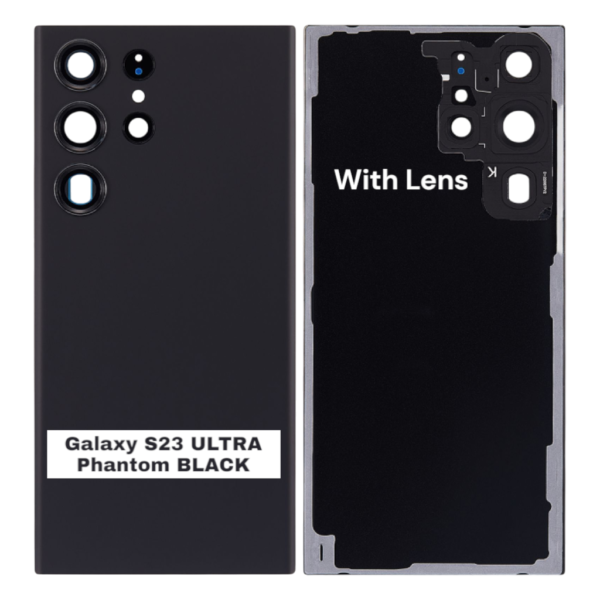 SAMSUNG S23 ULTRA -S918B- Battery Cover Extra Glass OEM- Phantom Black
