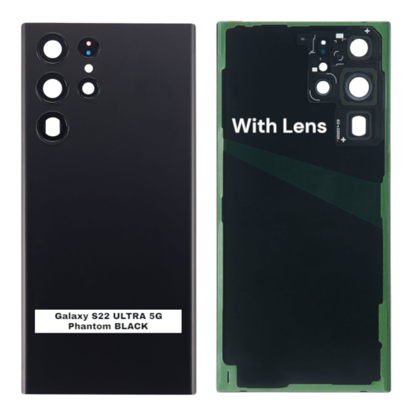 SAMSUNG S22 ULTRA 5G -S908B- Battery Cover Extra Glass OEM- Phantom Black