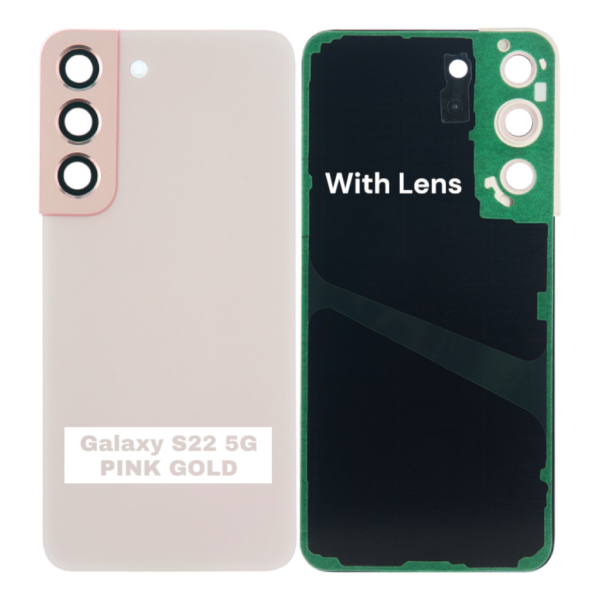 SAMSUNG S22 5G -S901B- Battery Cover Extra Glass OEM- Pink Gold