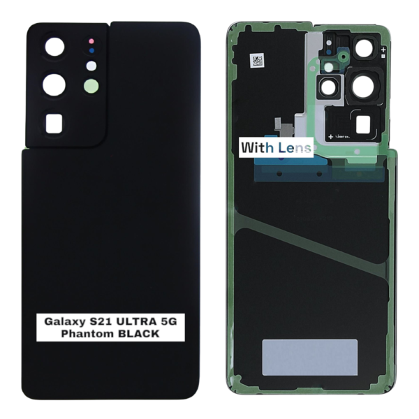 SAMSUNG S21 ULTRA 5G -G998B- Battery Cover Extra Glass OEM- Phantom Black