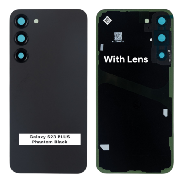 SAMSUNG S23 PLUS -S916B- Battery Cover Extra Glass OEM- Phantom Black