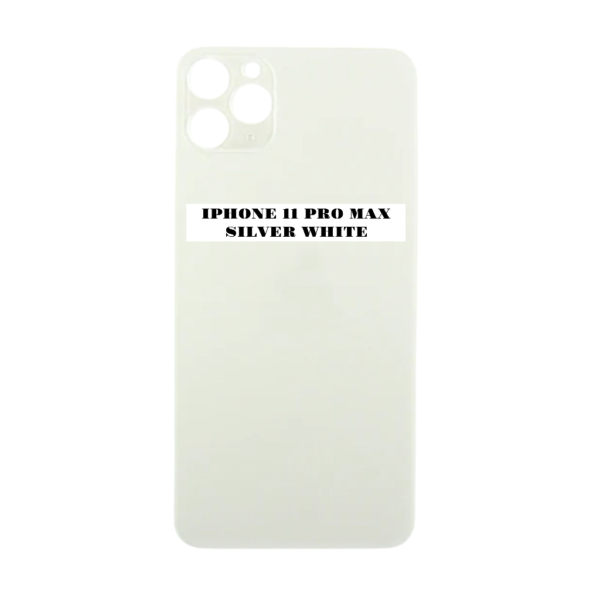 I PHONE 11 PRO MAX – Battery Cover Extra Glass – Silver White