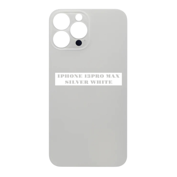 I PHONE 13 PRO MAX – Battery Cover Extra Glass – Silver White