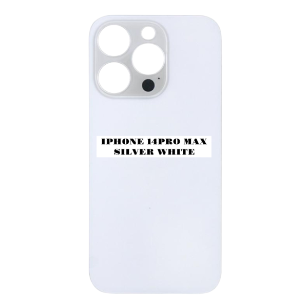 I PHONE 14 PRO MAX – Battery Cover Extra Glass – Silver White
