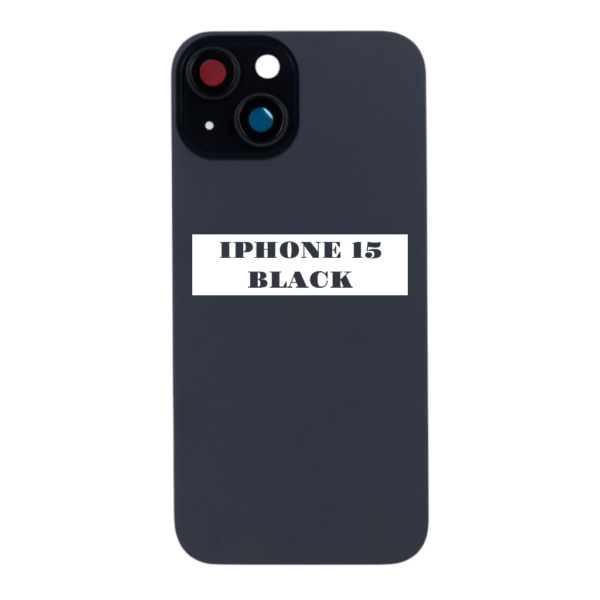 I PHONE 15 – Battery Cover Extra Glass – Black