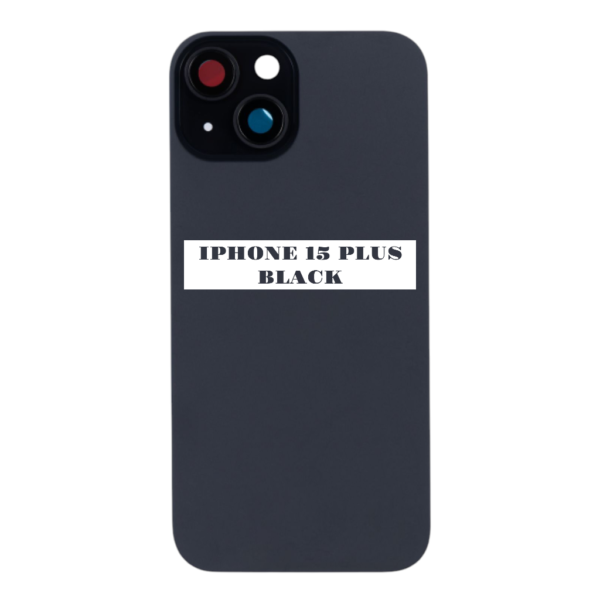 I PHONE 15 PLUS – Battery Cover Extra Glass – Black