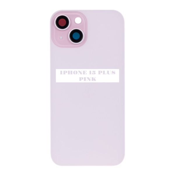 I PHONE 15 PLUS – Battery Cover Extra Glass – Pink