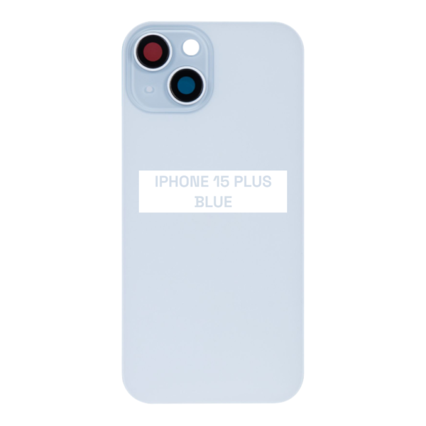 I PHONE 15 PLUS – Battery Cover Extra Glass – Blue