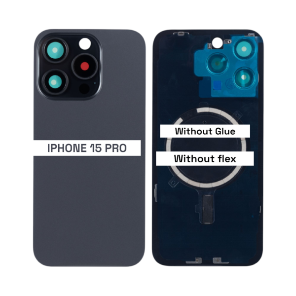 I PHONE 15 PRO – Battery Cover Extra Glass – Natural Titanium – Image 2