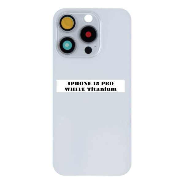 I PHONE 15 PRO – Battery Cover Extra Glass – White Titanium