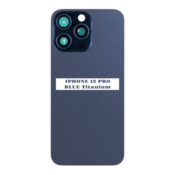I PHONE 15 PRO – Battery Cover Extra Glass – Blue Titanium
