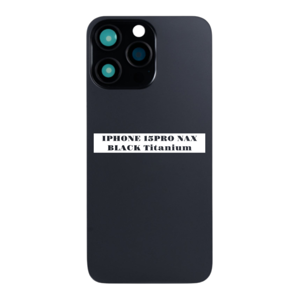 I PHONE 15 PRO MAX – Battery Cover Extra Glass – Black Titanium