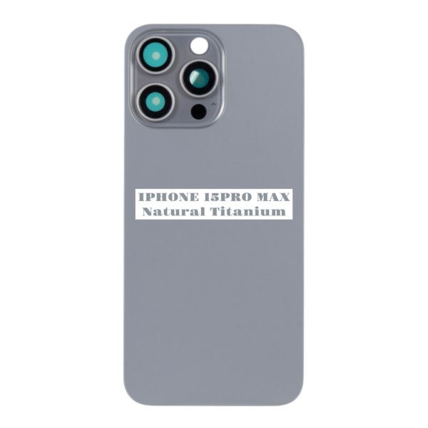 I PHONE 15 PRO MAX – Battery Cover Extra Glass – Natural Titanium