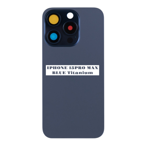 I PHONE 15 PRO MAX – Battery Cover Extra Glass – Blue Titanium