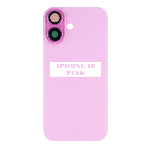 I PHONE 16 – Battery Cover Extra Glass – Pink