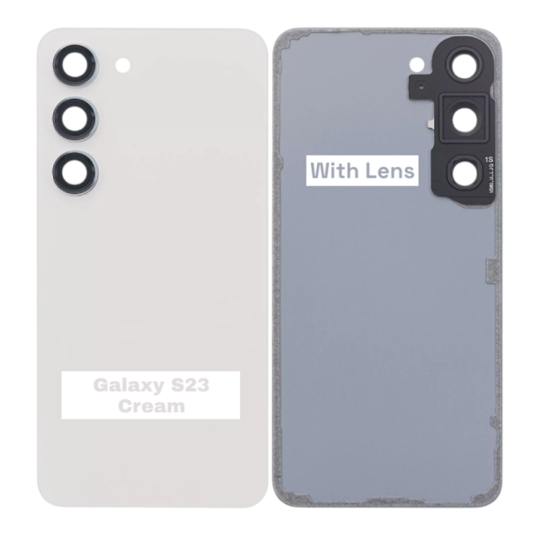 SAMSUNG S23 -S911B- Battery Cover Extra Glass OEM – Cream