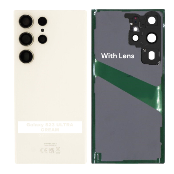SAMSUNG S23 ULTRA -S918B- Battery Cover Extra Glass OEM- Cream