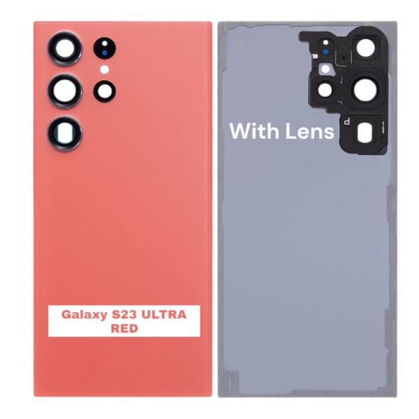 SAMSUNG S23 ULTRA -S918B- Battery Cover Extra Glass OEM- RED