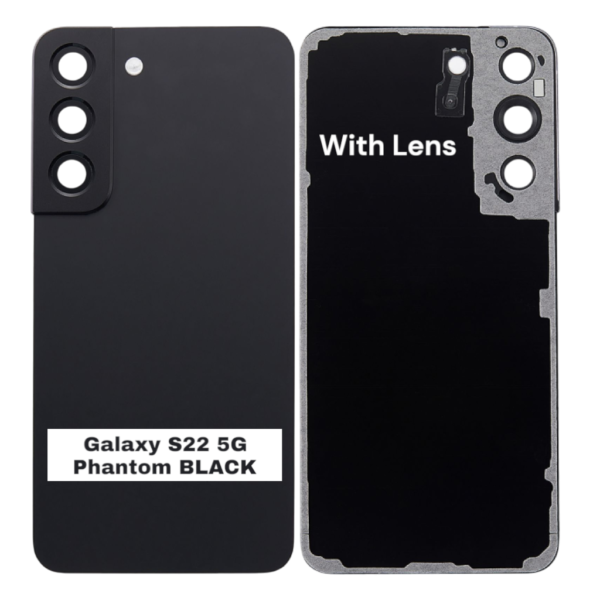SAMSUNG S22 5G -S901B- Battery Cover Extra Glass OEM- Phantom Black