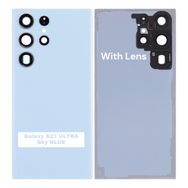SAMSUNG S23 ULTRA -S918B- Battery Cover Extra Glass OEM- Sky Blue