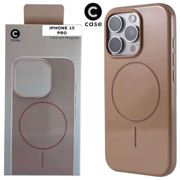 HARD PC MAGSAFE CASE ANTI DROP – FOR IPHONE 15 PRO – Brown