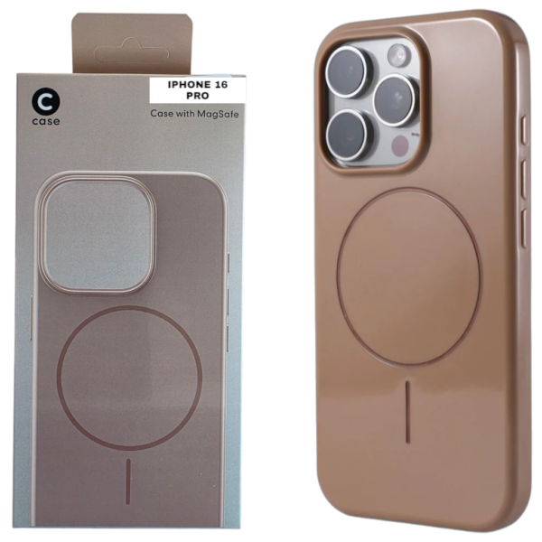 HARD PC MAGSAFE CASE ANTI DROP – FOR IPHONE 16 PRO  – Brown
