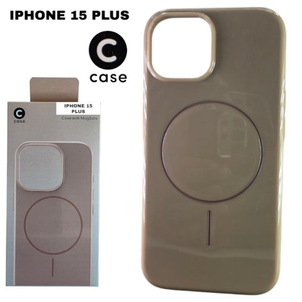 HARD PC MAGSAFE CASE ANTI DROP – FOR IPHONE 15 PLUS  – Brown