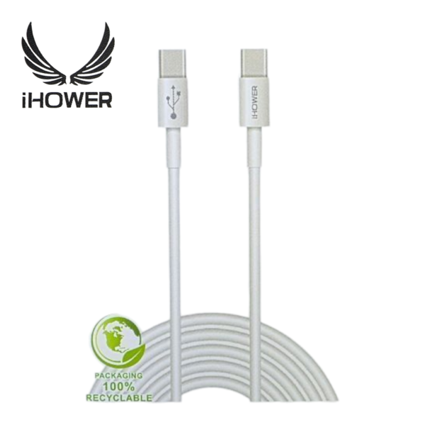 Câble USB-C vers USB-C IHOWER, charge rapide 40 W, 1,00 m, H810, blanc – Image 2