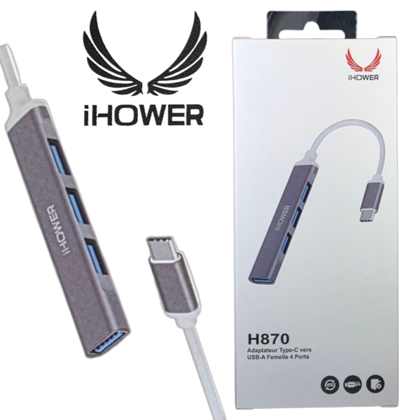 iHOWER H870 USB-C vers USB-A 4 Ports Adaptateur