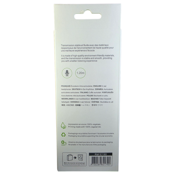 IHOWER E190 in-ear headphones JACK 3.5MM EXCELLENTE QUALITÉ SONORE-NOIR – Image 4