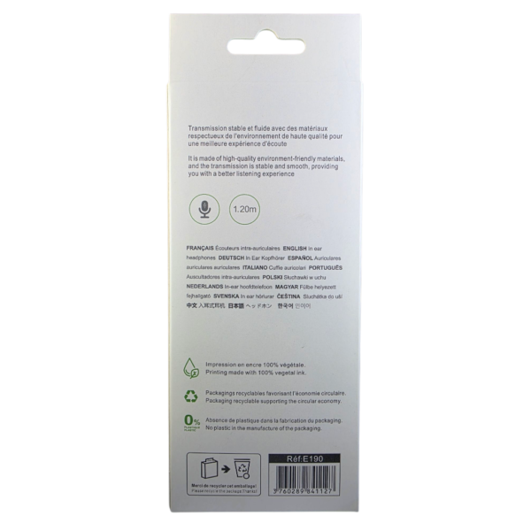 IHOWER E190 in-ear headphones JACK 3.5MM EXCELLENTE QUALITÉ SONORE-BLANC – Image 4