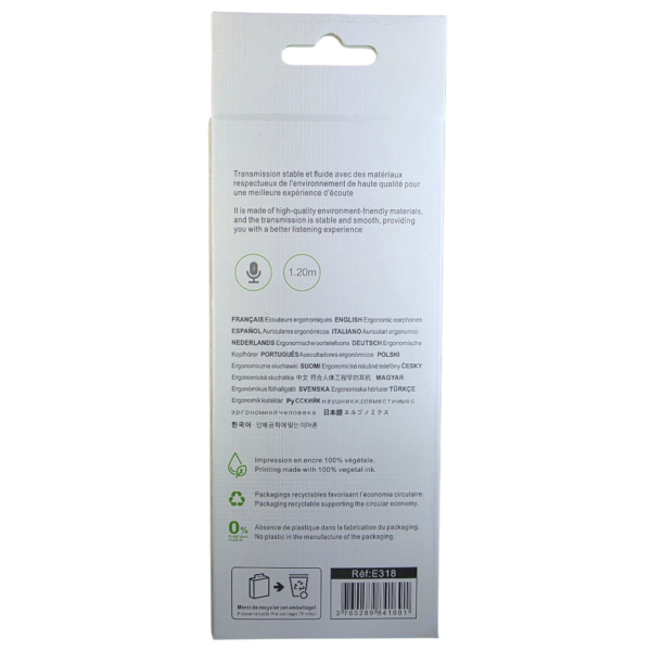 IHOWER E318 ERGONOMIC EARPHONE Câblé JACK 3.5MM EXCELLENT SOUND QUALITY-NOIR – Image 4