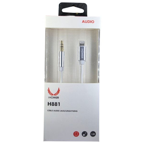 IHOWER H881 CABLE AUDIO jack LINGHTNING 3.5MM 1.0M-Blanc – Image 3