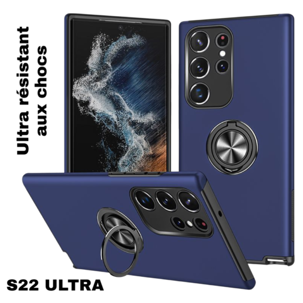 Coque ultra résistante aux chocs pour Galaxy S22 Ultra - Coque arrière magnétique antichoc - Blue