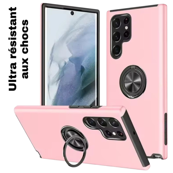 Coque ultra résistante aux chocs pour Galaxy S22 Ultra - Coque arrière magnétique antichoc - ROSE