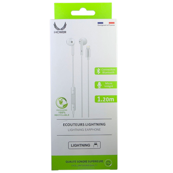 ÉCOUTEURS IHOWER E316 LIGHTNING EXCELLENTE QUALITÉ SONORE-BLANC – Image 3
