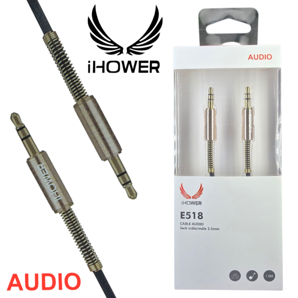 Câble audio jack 3,5 mm mâle/mâle IHOWER E518 - Noir