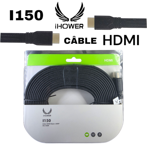 Câble HDMI/HDMI IHOWER I150 EN Nylon 1080p 5 m – Noir