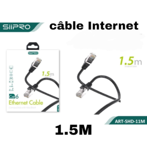 Câble Internet SIIPRO - SHD-11M-CAT6 1,5 M-NOIR