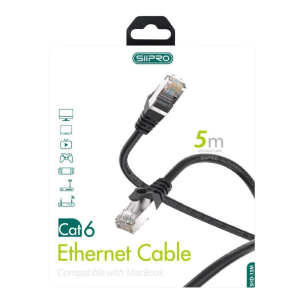 Câble Internet SIIPRO – SHD-15M-CAT6 5 M-NOIR – Image 2