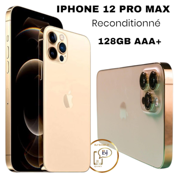 iPhone 12 PRO MAX reconditionné (128 Go, AAA+) Batterie Capacité 100 % – OR