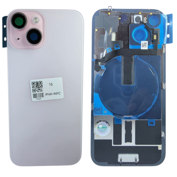 Pour iPhone 15 -Extra Glass avec NFC, cadre de caméra agrandi -ROSE