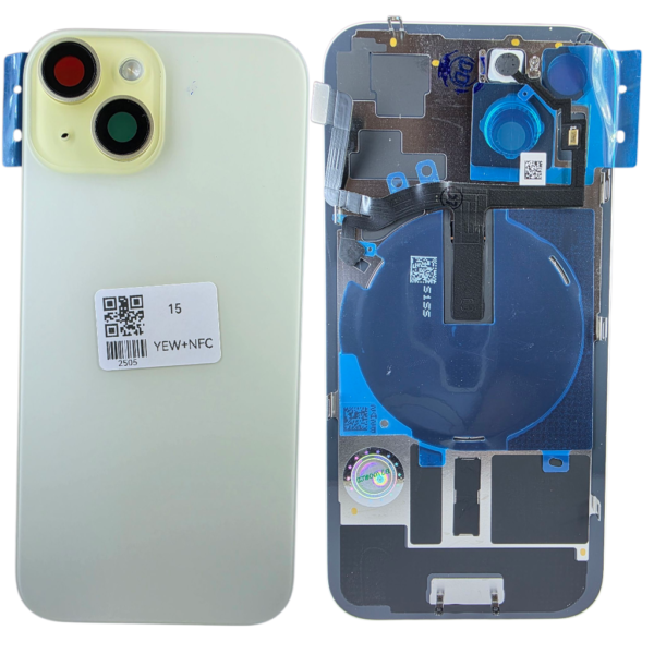 Pour iPhone 15 -Extra Glass avec NFC, cadre de caméra agrandi -JAUNE