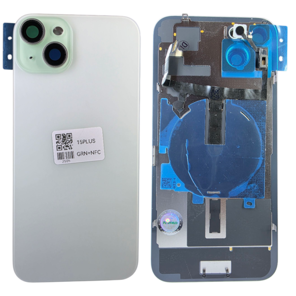 Pour iPhone 15 PLUS -Extra Glass avec NFC, cadre de caméra agrandi -VERT