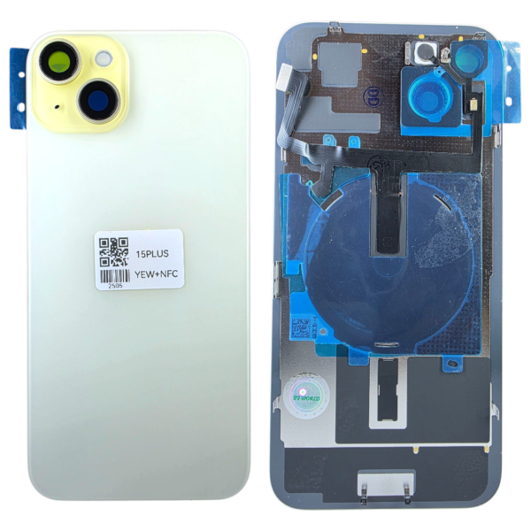 pour iPhone 15 PLUS -Extra Glass avec NFC, cadre de caméra agrandi -JAUNE